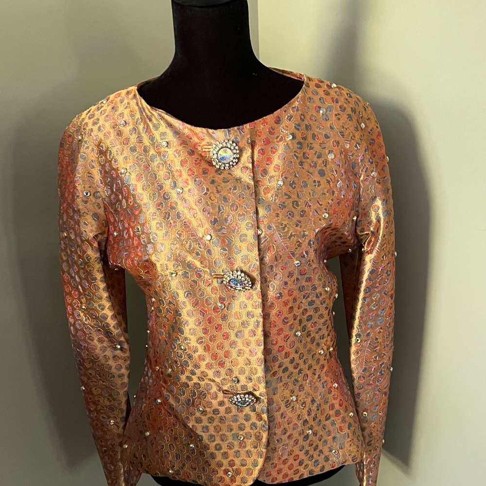 Adele Simpson gorgeous jacket with crystal accents and unique crystal buttons